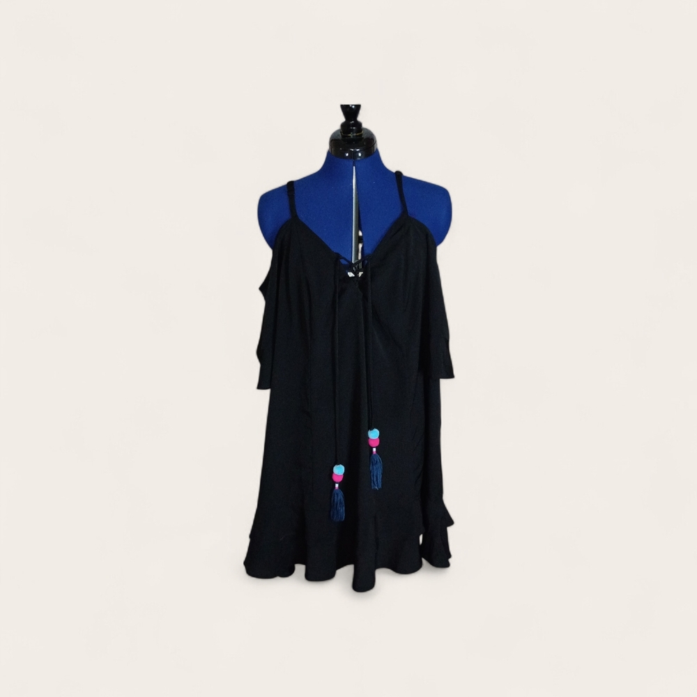 Torrid Black Sleeveless Dress with Tassel Accents